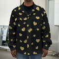 Gold And Black Heart Pattern Print Men's Shirt Jacket