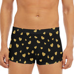 Gold And Black Heart Pattern Print Men's Short Boxer Briefs