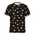 Gold And Black Heart Pattern Print Men's Athletic T-Shirt