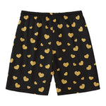 Gold And Black Heart Pattern Print Men's Swim Trunks