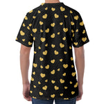 Gold And Black Heart Pattern Print Men's Velvet T-Shirt