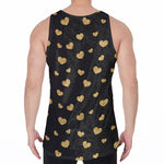 Gold And Black Heart Pattern Print Men's Velvet Tank Top