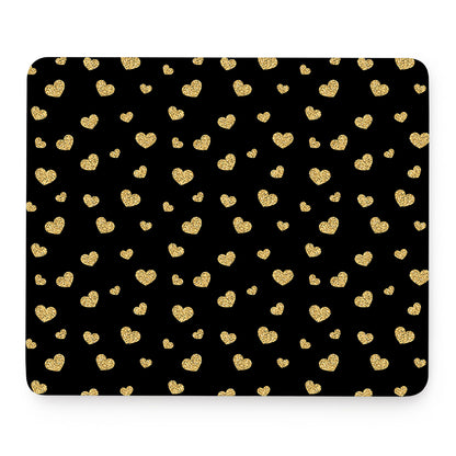 Gold And Black Heart Pattern Print Mouse Pad