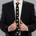 Gold And Black Heart Pattern Print Necktie
