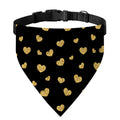 Gold And Black Heart Pattern Print Over The Collar Dog Bandana