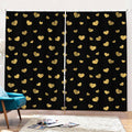 Gold And Black Heart Pattern Print Pencil Pleat Curtains