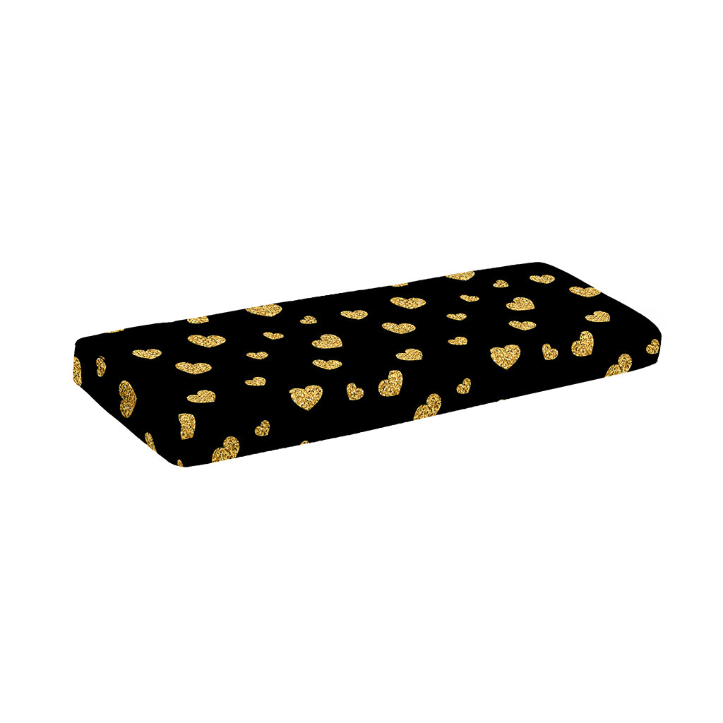 Gold And Black Heart Pattern Print Piano Keyboard Cover