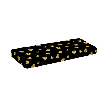 Gold And Black Heart Pattern Print Piano Keyboard Cover