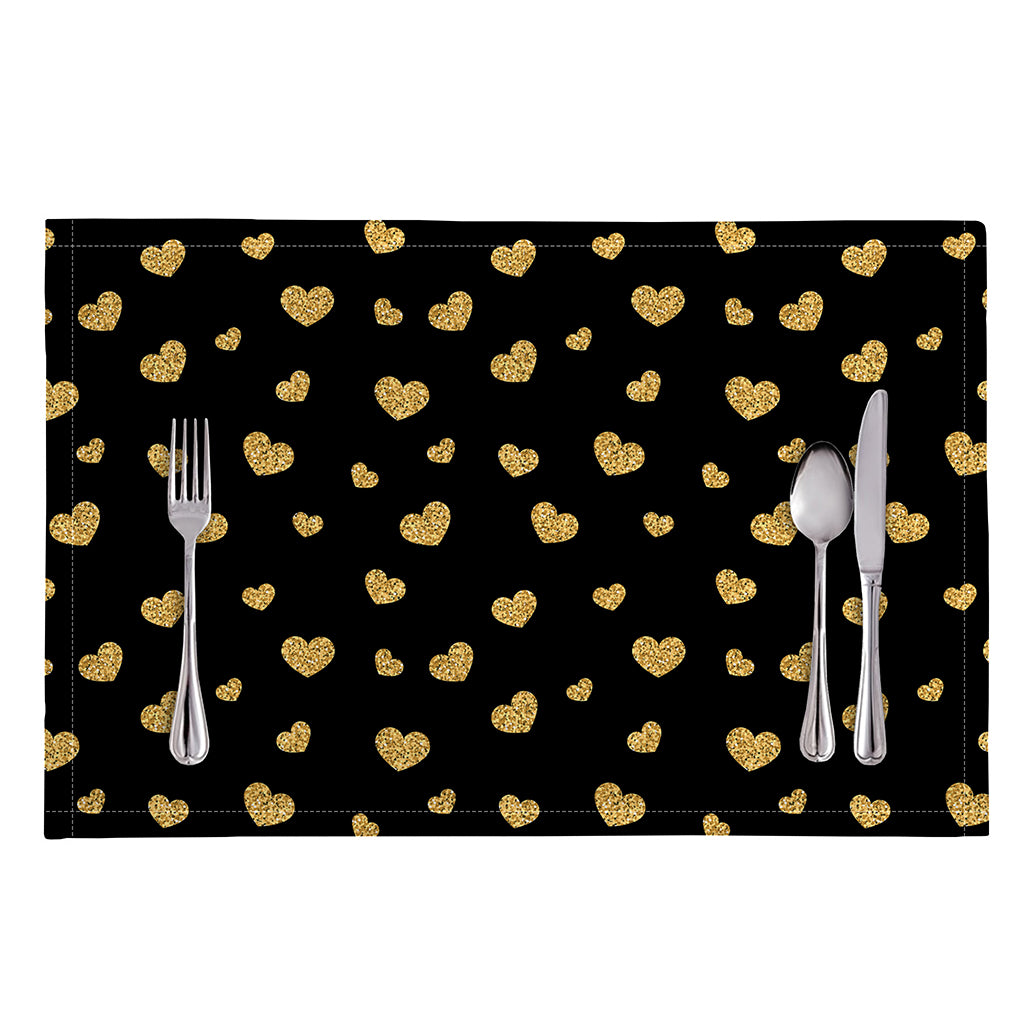 Gold And Black Heart Pattern Print Placemat