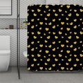 Gold And Black Heart Pattern Print Polyester Shower Curtain
