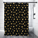 Gold And Black Heart Pattern Print Premium Shower Curtain