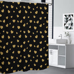 Gold And Black Heart Pattern Print Premium Shower Curtain