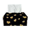 Gold And Black Heart Pattern Print Rectangle Tissue Box Cover