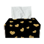 Gold And Black Heart Pattern Print Rectangle Tissue Box Cover