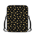 Gold And Black Heart Pattern Print Rectangular Crossbody Bag