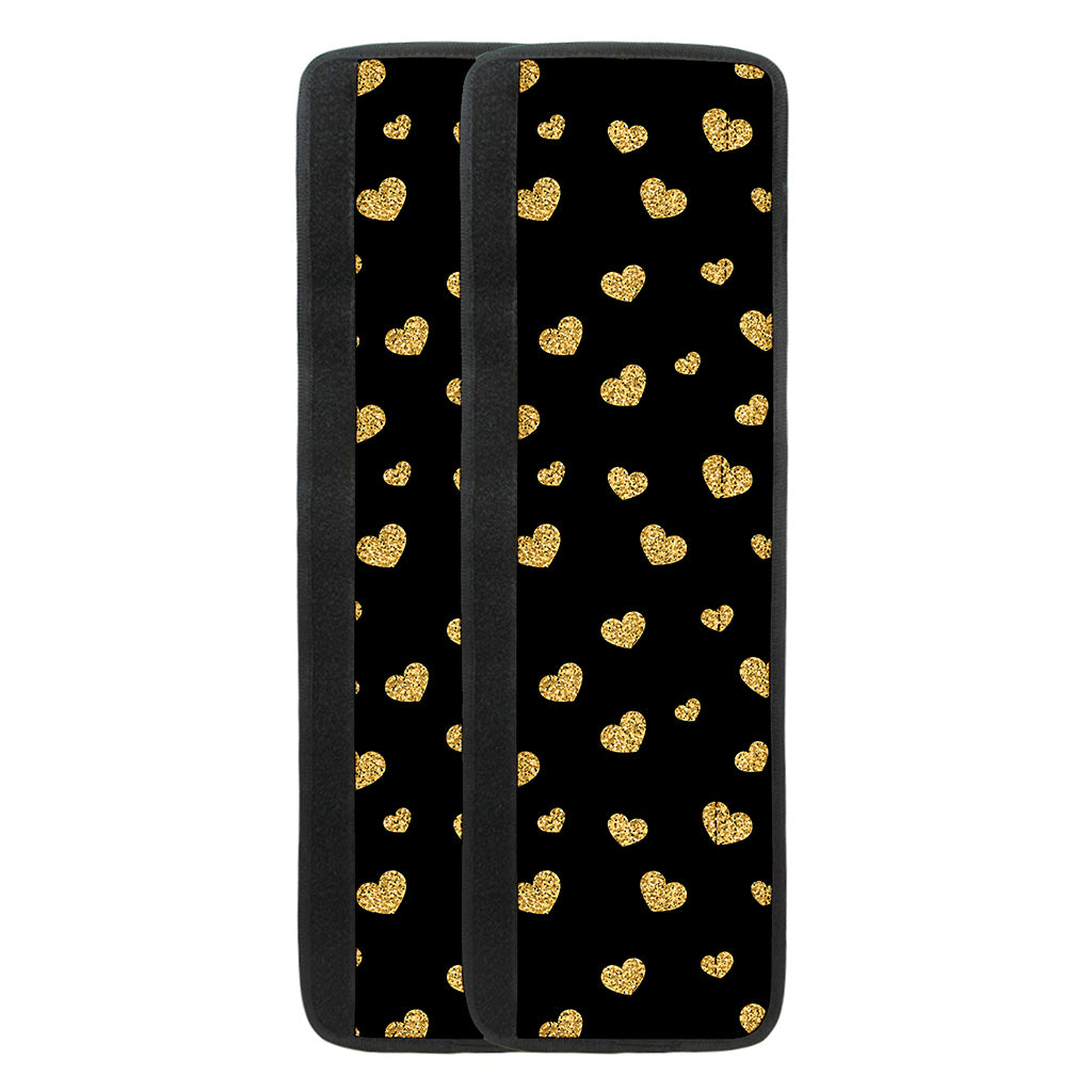 Gold And Black Heart Pattern Print Refrigerator Handle Covers