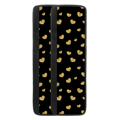 Gold And Black Heart Pattern Print Refrigerator Handle Covers
