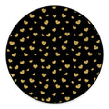 Gold And Black Heart Pattern Print Round Floor Mat