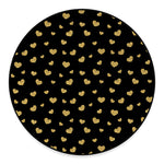 Gold And Black Heart Pattern Print Round Floor Mat