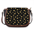 Gold And Black Heart Pattern Print Saddle Bag