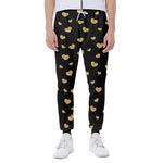 Gold And Black Heart Pattern Print Scuba Joggers