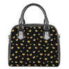 Gold And Black Heart Pattern Print Shoulder Handbag