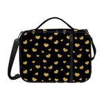 Gold And Black Heart Pattern Print Shoulder Strap Bible Bag