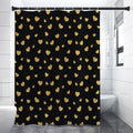 Gold And Black Heart Pattern Print Shower Curtain