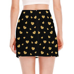 Gold And Black Heart Pattern Print Side Slit Mini Skirt