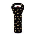 Gold And Black Heart Pattern Print Single Neoprene Wine Tote