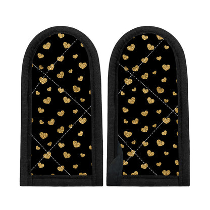 Gold And Black Heart Pattern Print Skillet Handle Cover