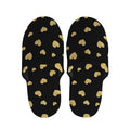 Gold And Black Heart Pattern Print Slippers