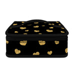 Gold And Black Heart Pattern Print Small Lunch Bag