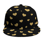 Gold And Black Heart Pattern Print Snapback Cap
