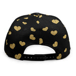 Gold And Black Heart Pattern Print Snapback Cap