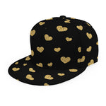Gold And Black Heart Pattern Print Snapback Cap