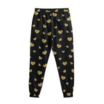 Gold And Black Heart Pattern Print Sweatpants