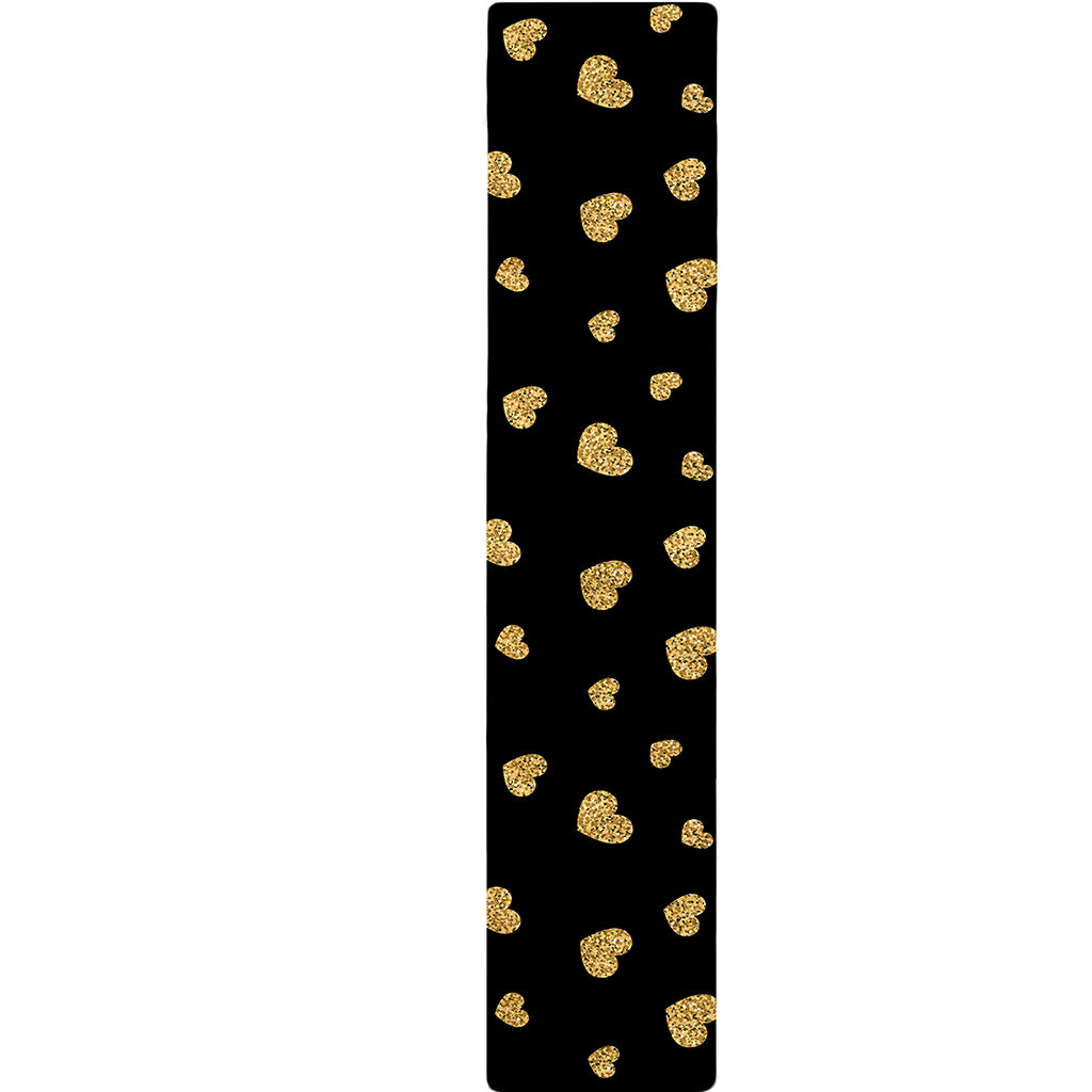 Gold And Black Heart Pattern Print Table Runner