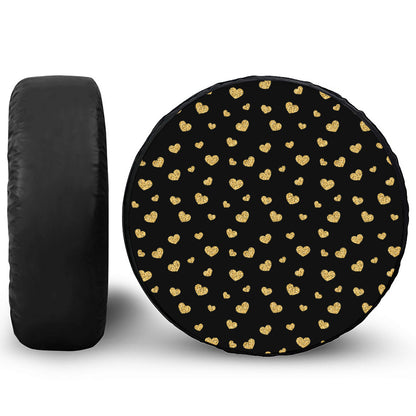 Gold And Black Heart Pattern Print Tire Cover
