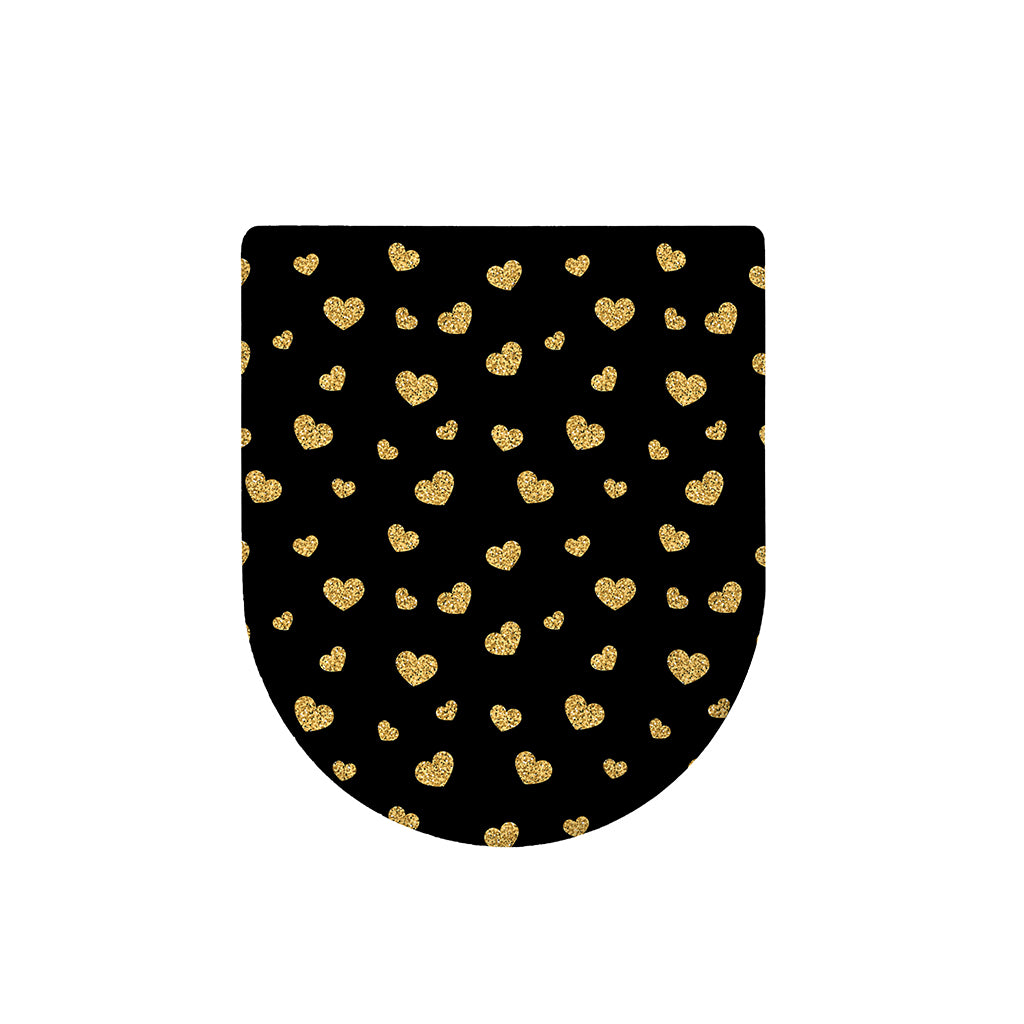 Gold And Black Heart Pattern Print Toilet Lid Cover