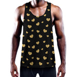 Gold And Black Heart Pattern Print Training Tank Top