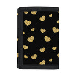 Gold And Black Heart Pattern Print Trifold Wallet
