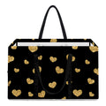 Gold And Black Heart Pattern Print Utility Tote Bag
