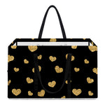 Gold And Black Heart Pattern Print Utility Tote Bag