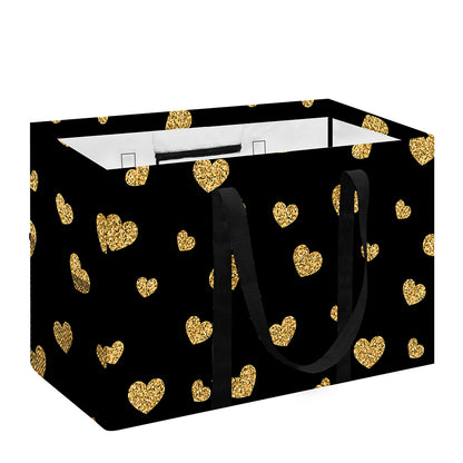 Gold And Black Heart Pattern Print Utility Tote Bag