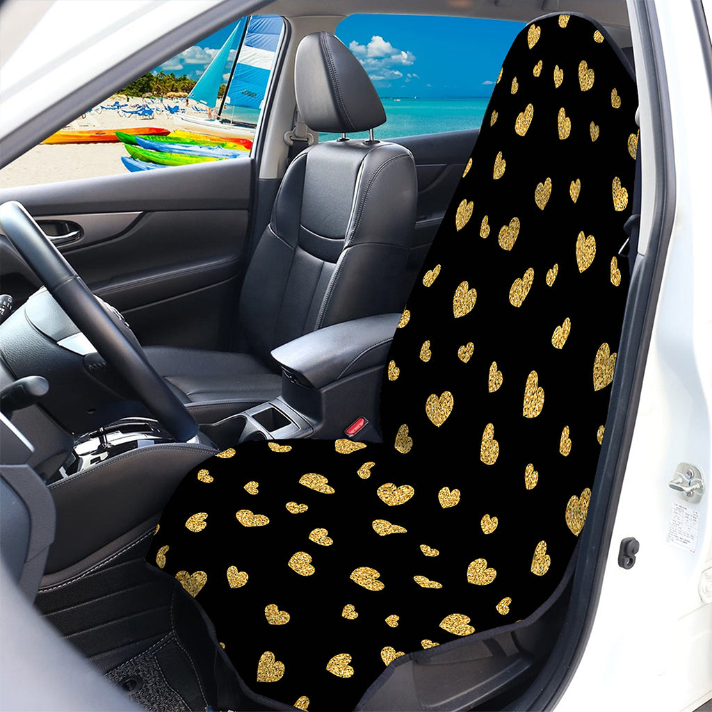 Gold And Black Heart Pattern Print Waterproof Car Seat Cover