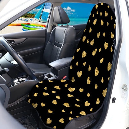Gold And Black Heart Pattern Print Waterproof Car Seat Cover