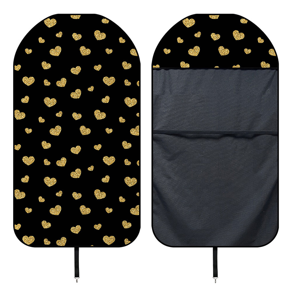 Gold And Black Heart Pattern Print Waterproof Car Seat Cover