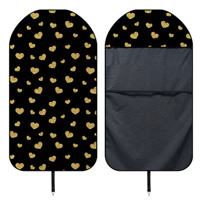 Gold And Black Heart Pattern Print Waterproof Car Seat Cover