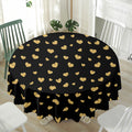 Gold And Black Heart Pattern Print Waterproof Round Tablecloth